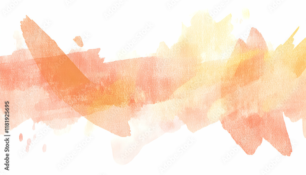 Abstract watercolor wash background in warm peach and yellow tones, perfect for design projects.