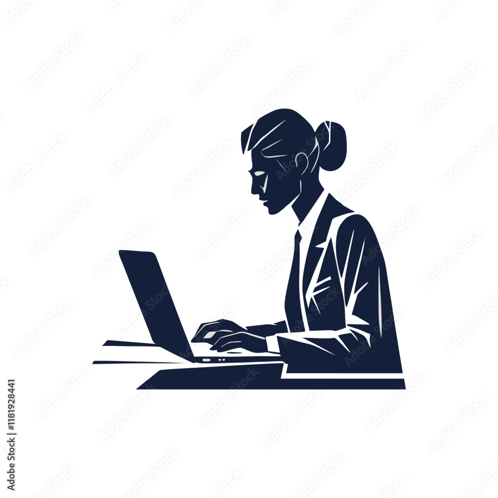 Vector illustration of person working on laptop Vector illustration of person working on laptop