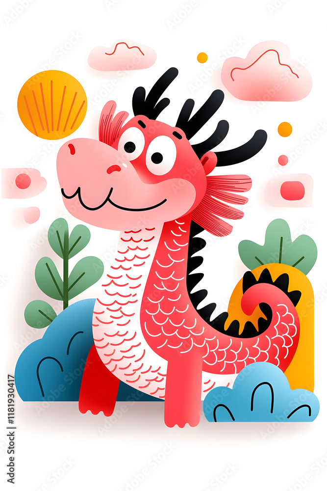 Fototapeta premium 3d Chinese new year greeting with a red dragon