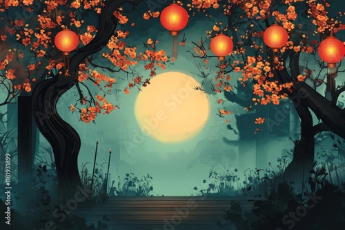 vector background Chinese New Year ,with lantern , Spring Festival, Lunar New Year  photo