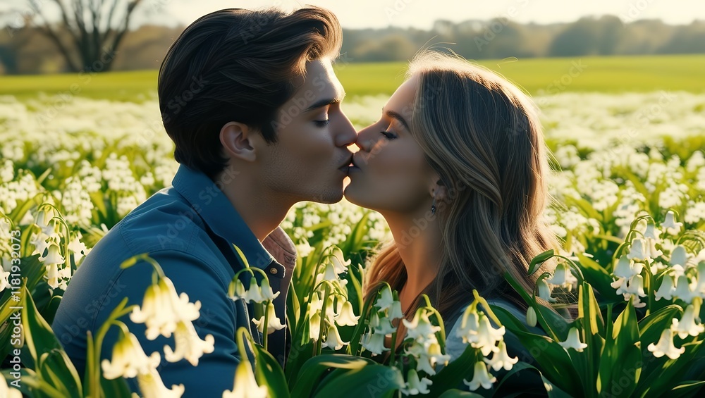 Naklejka premium couple in love, kissing and hugging