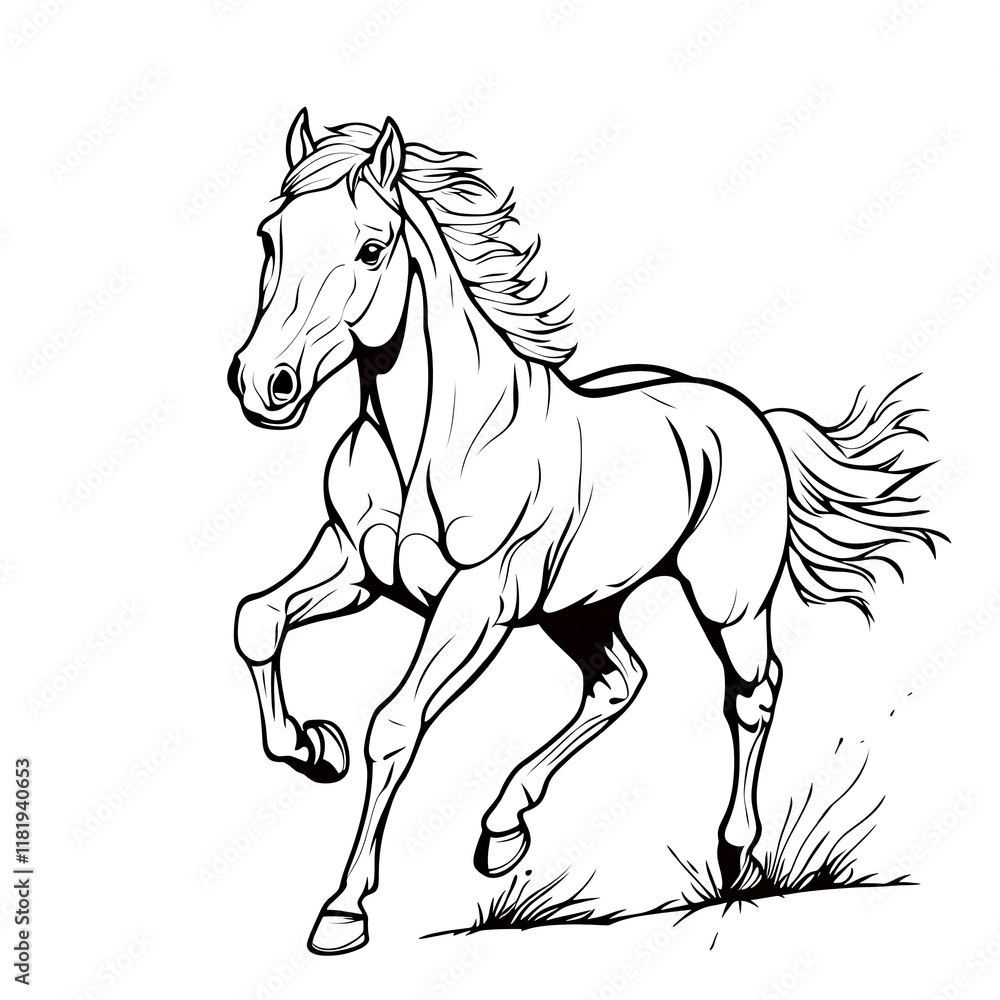 Fototapeta premium Powerful Silhouette of a Horse Head, Perfect for Logos and Designs
