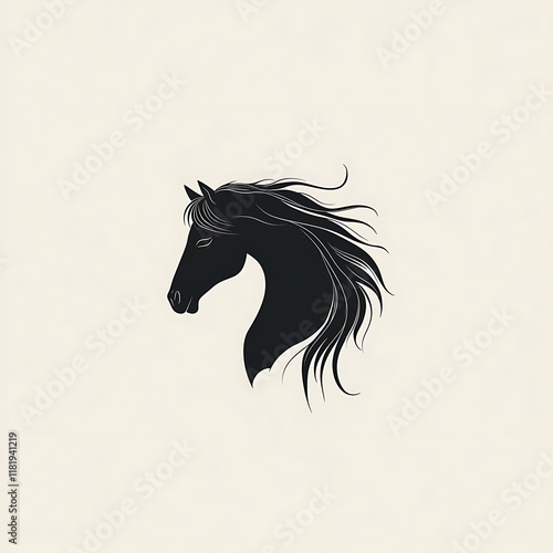 Powerful Silhouette of a Horse Head, Perfect for Logos and Designs photo