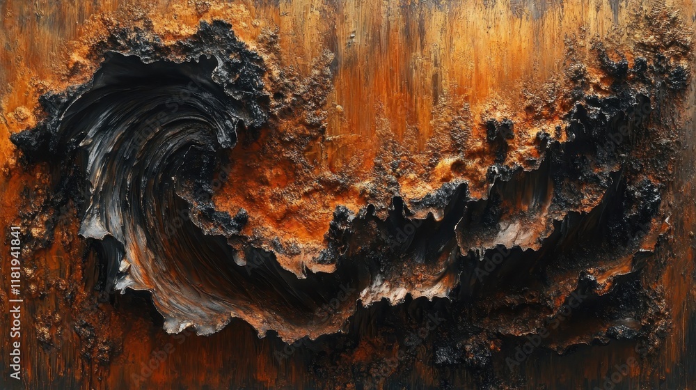 Abstract Textured Rust and Metal Artwork with Dynamic Wave Patterns in Earthy Tones Abstract Textured Rust and Metal Artwork with Dynamic Wave Patterns in Earthy Tones