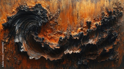 Wallpaper Mural Abstract Textured Rust and Metal Artwork with Dynamic Wave Patterns in Earthy Tones Torontodigital.ca