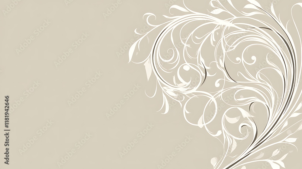 Elegant Beige Background With White Floral Design Elegant Beige Background With White Floral Design