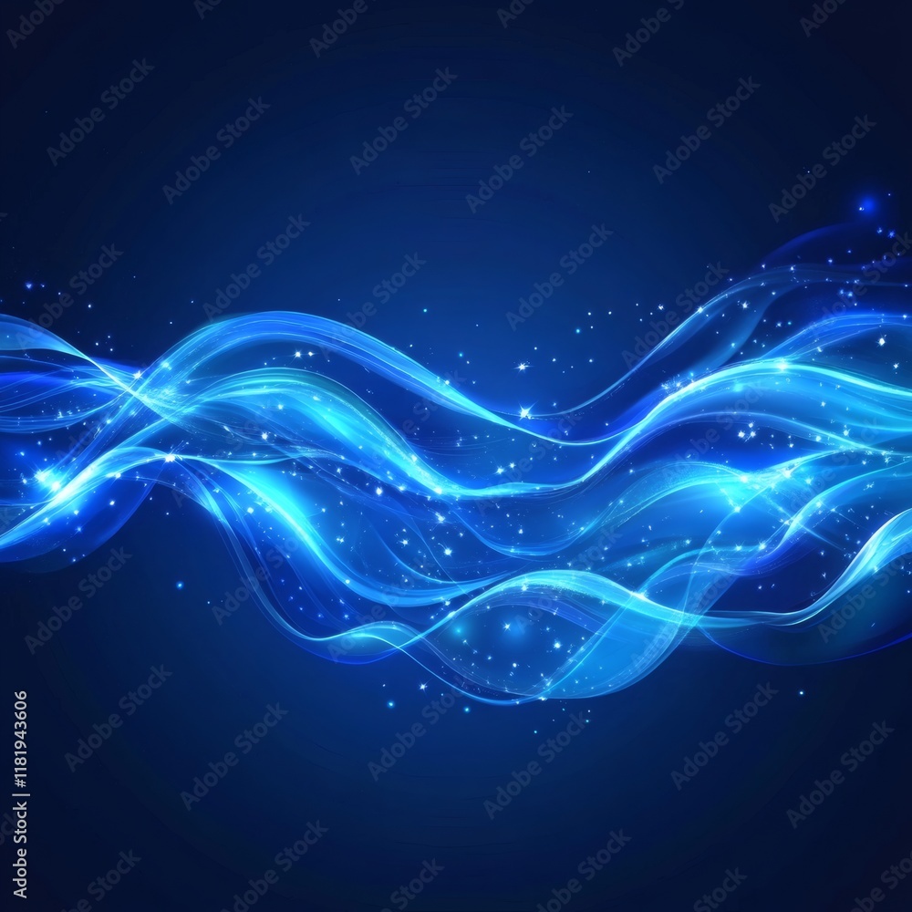 Abstract blue waves of light and energy in a digital art illustration Abstract blue waves of light and energy in a digital art illustration
