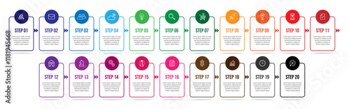 Vector illustration Infographic design template with 20 options, there are number icons which are great for your business presentation