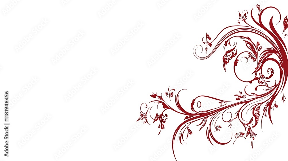 Elegant Red Floral Design Swirl Ornament Elegant Red Floral Design Swirl Ornament