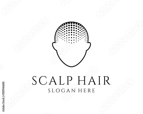 Hair Transplant Scalp Skin Head Baldness Dermatology Trichology Vector Logo Design Illustration