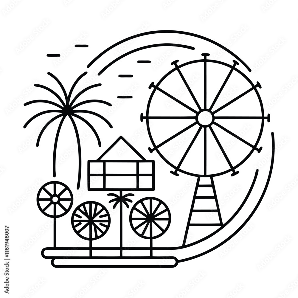 Fototapeta premium Coachella’s visual energy in line drawings on white
