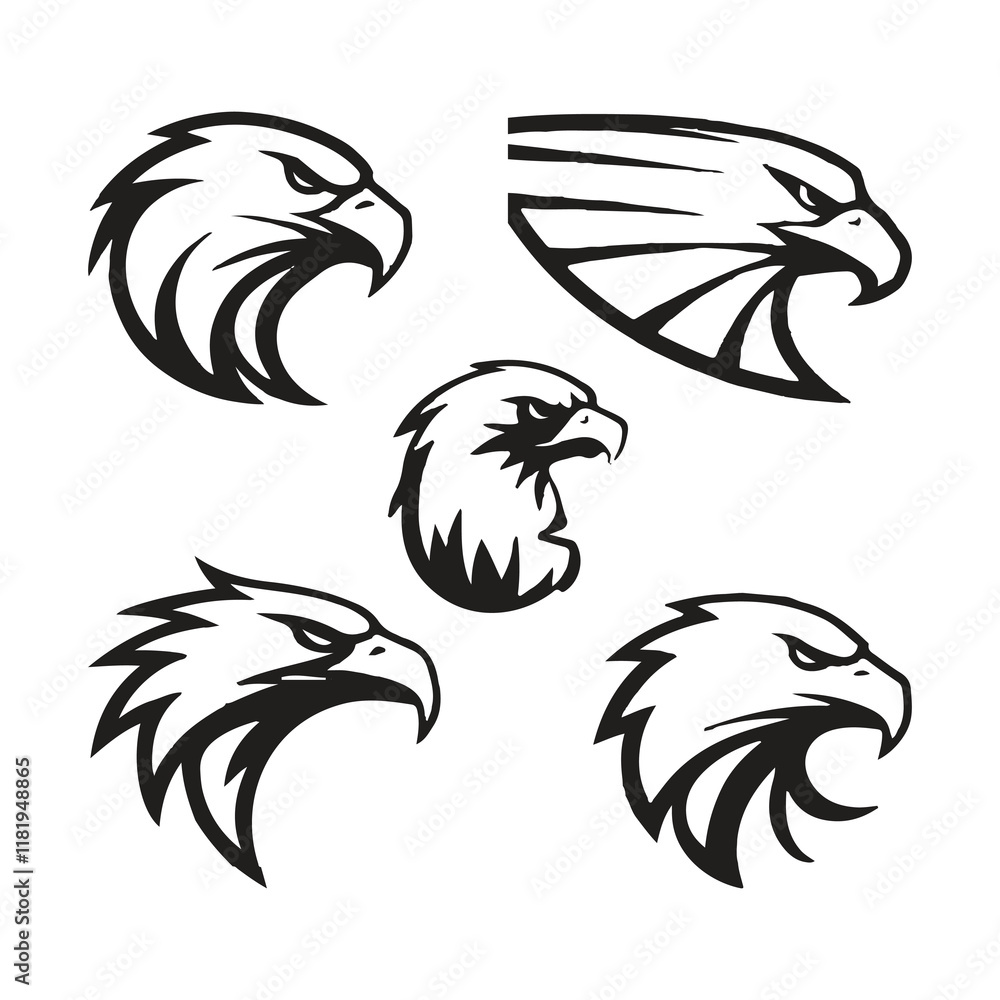 Fototapeta premium Detailed vector illustration of an eagle head with a fierce and determined expression, perfect for logos or designs. 