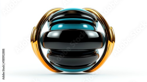 This image showcases a sleek, glossy orb encased in a golden shell, highlighting the fusion of modern technology and artistic craftsmanship in a visually striking design. photo