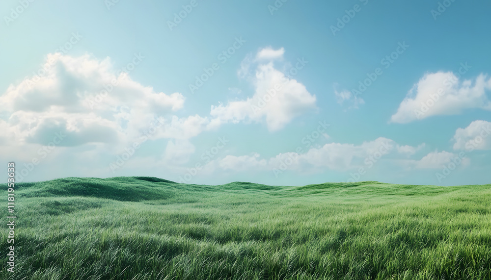 Rolling Green Hills Under a Blue Sky with Clouds Rolling Green Hills Under a Blue Sky with Clouds