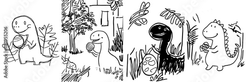 A coloring book featuring a funny illustration of a prehistoric predatory dinosaur, Allosaurus