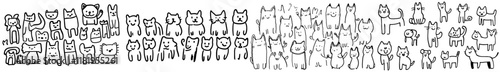An illustration featuring a group of cats and dogs, perfect for a coloring book