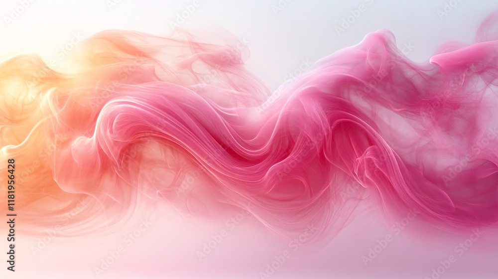 Obraz premium pink swirling smoke against a flat white background