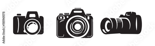 Camera icon set. Photo camera icon in different style.  flat illustration of vector icon on white background. Vector illustration eps 10