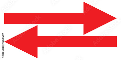 Long red arrow icon vector pointing right. Arrow shape element. Bold arrow icon. large size red long arrow.
