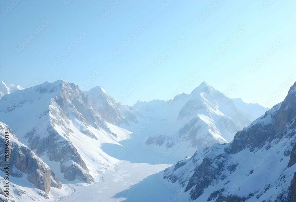 Snow-capped mountains under a clear blue sky. Snow-capped mountains under a clear blue sky.