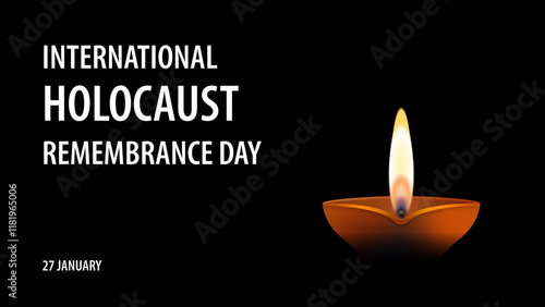 Bilde på lerret International Holocaust Remembrance Day vector art featuring a glowing oil lamp on a dark backdrop