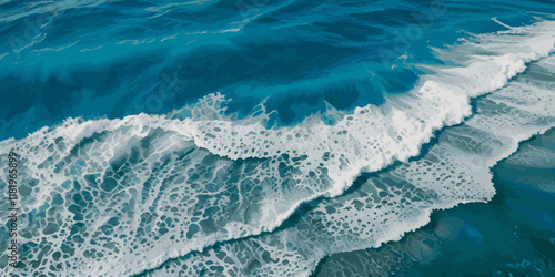 Vector watercolor ocean wave line blue and white background. Ocean sea art with natural template. Seamless soft blue ocean pattern wave water background.