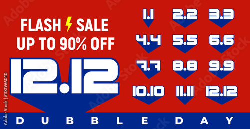 Vector dubble day, Big sale banner template design. Vector illustration.