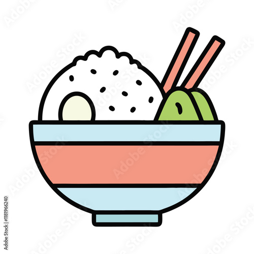 Minimalist Rice Bowl Vector Illustration. photo