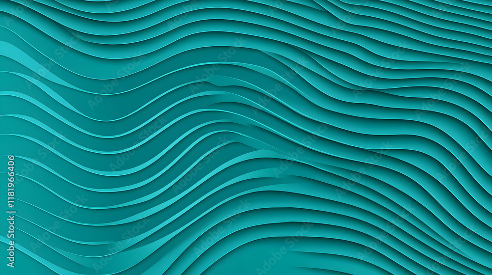 Obraz premium Abstract teal wave pattern background, perfect for modern designs, presentations, and website banners. Stylish, elegant, and flowing texture.
