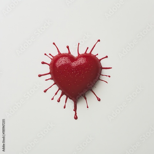 Heart Shape Created with Red Paint Splash on White