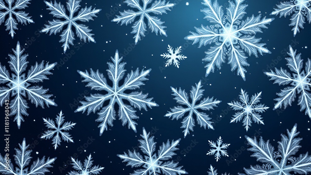 A seamless snowflake pattern with intricate designs and frosty textures. Symmetrical flakes vary in size over a gradient winter sky background, exuding a serene and magical icy charm. A seamless snowflake pattern with intricate designs and frosty textures. Symmetrical flakes vary in size over a gradient winter sky background, exuding a serene and magical icy charm.