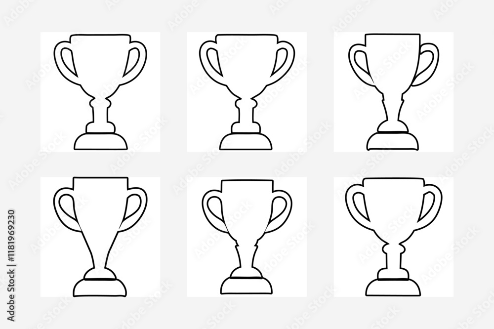 Champion Cup set Line Art | Beautiful Victory Drawing Illustration hourglass icon set Champion Cup set Line Art | Beautiful Victory Drawing Illustration hourglass icon set