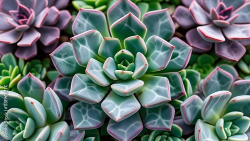 Close up of succulent plant in a botanical garden. Nature background photo