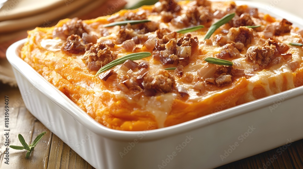 Aromatic Sweet Potato Casserole with Caramelized Onions and Cheese for Family Gatherings Aromatic Sweet Potato Casserole with Caramelized Onions and Cheese for Family Gatherings