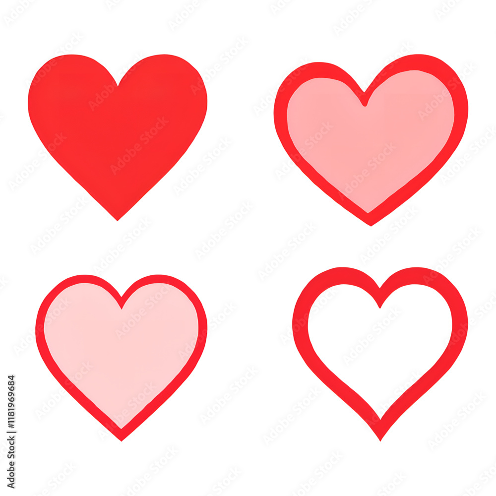 Heart icons isolated on white background, valentines concept Heart icons isolated on white background, valentines concept