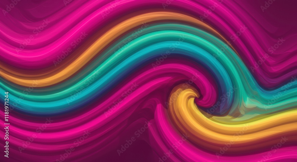 Obraz premium Abstract Swirling Colors: Vibrant hues of pink, teal, and yellow swirl and interweave, creating a mesmerizing abstract background with a dynamic and energetic feel.