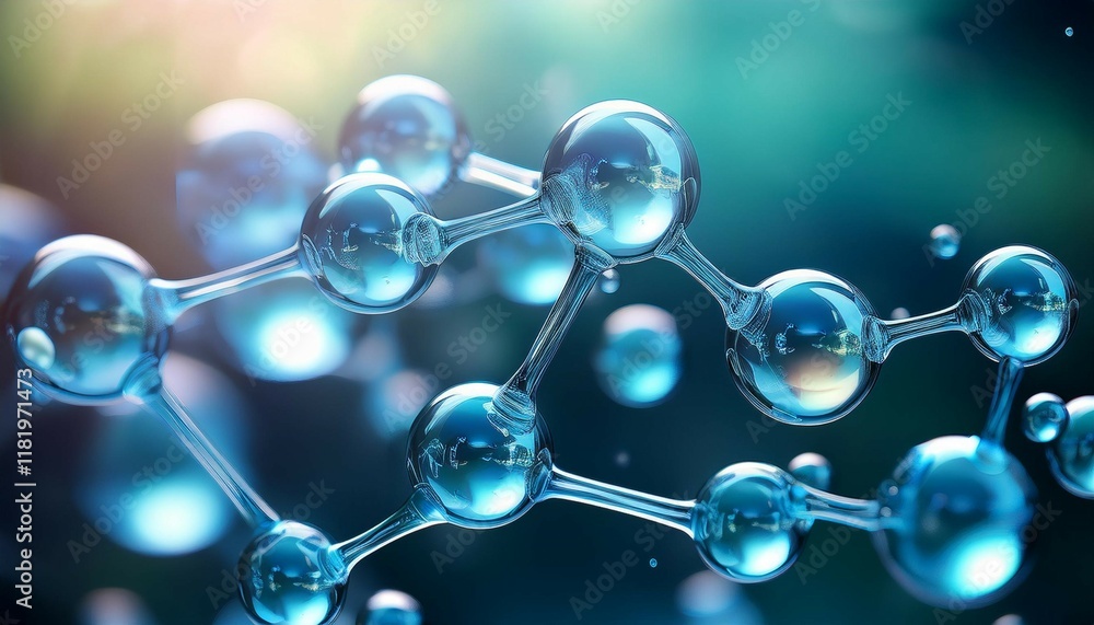 pfas molecule close up shimmering aqua bubbles on blurred background pfas molecule close up shimmering aqua bubbles on blurred background