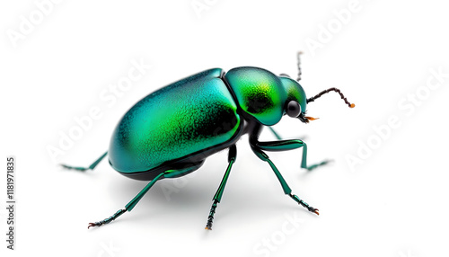Wallpaper Mural green beetle isolated on white background Torontodigital.ca
