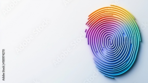 Wallpaper Mural A colorful, artistic representation of a fingerprint, symbolizing identity and individuality against a minimalist background. Torontodigital.ca