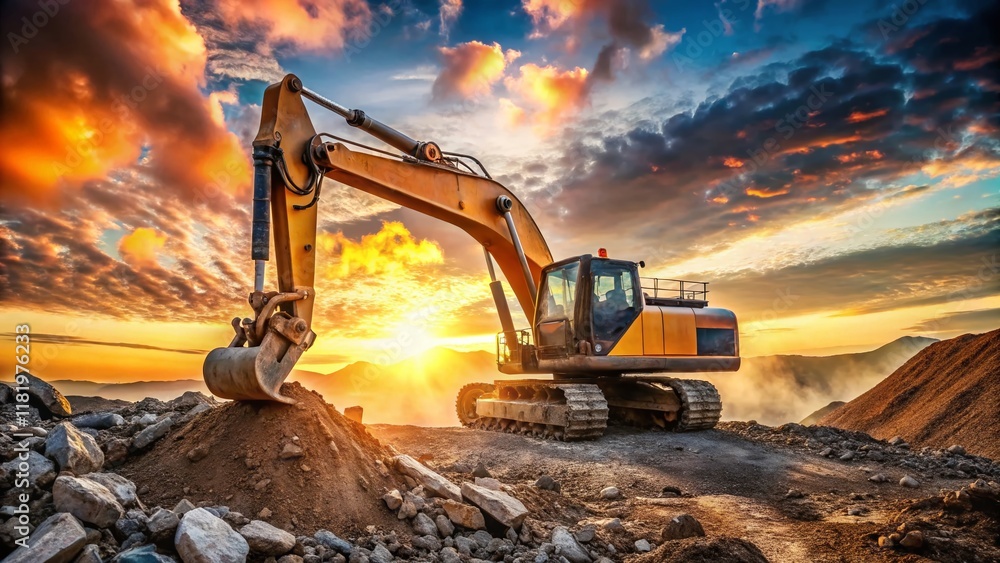custom made wallpaper toronto digitalPowerful Excavator Digging on a Construction Site - Industrial Heavy Machinery at Work