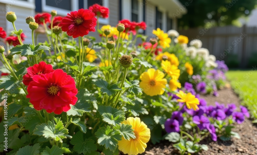 Vibrant flower garden in full bloom Vibrant flower garden in full bloom