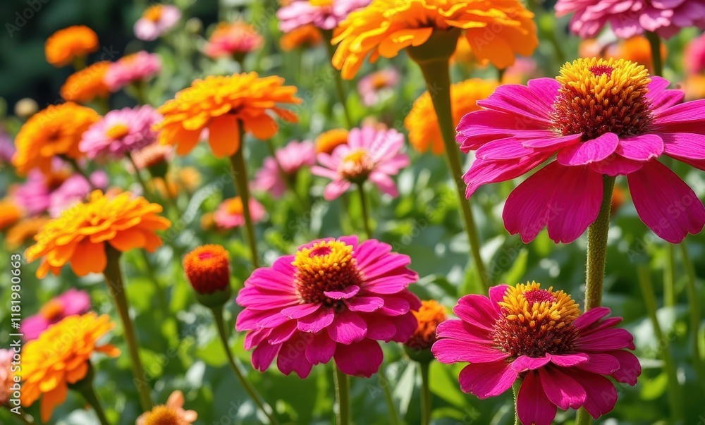 Vibrant flowers thriving in sunlight. Vibrant flowers thriving in sunlight.