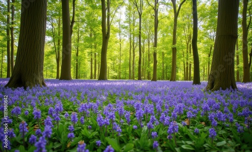 Vibrant bluebell forest in springtime