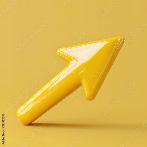 Yellow arrow pointer isolated yellow background