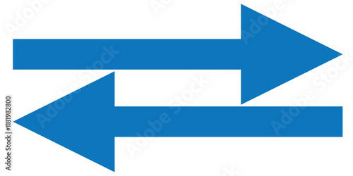 Blue long arrow pointing to the right. Straight long arrow icon, right thin line, blue cursor, horizontal element, thick pointer vector long arrow icon. Bold arrow icon .