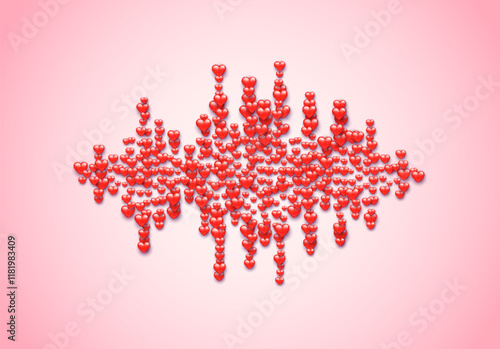 Sound wave filled with hearts for Valentine's Day, love mixtape cover
