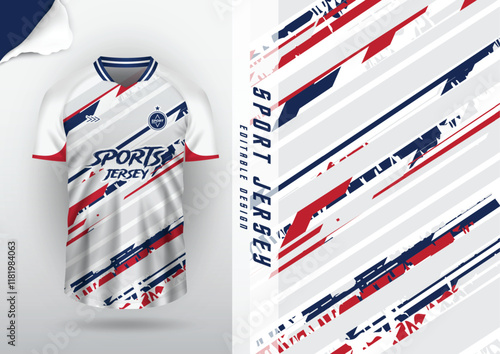 Jersey design, jersey, football, soccer, futsal, running, badminton, tennis, exercise, rugby, striped, gray, red, navy