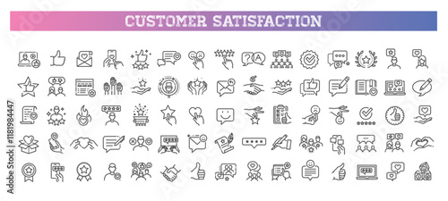 Customer experience icons flat icons. Customer satisfaction vector symbols