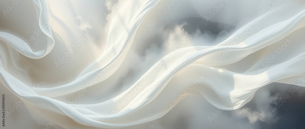 A soft, ethereal flow of delicate fabric resembling wispy clouds, creating a serene and tranquil atmosphere. A soft, ethereal flow of delicate fabric resembling wispy clouds, creating a serene and tranquil atmosphere.