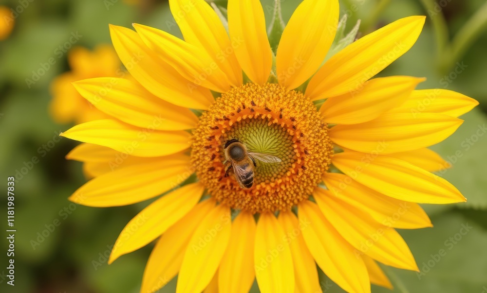 Bee pollinating a vibrant sunflower Bee pollinating a vibrant sunflower